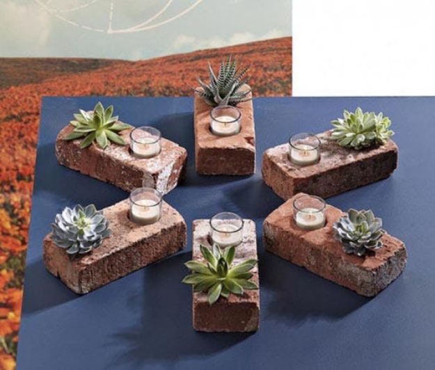 DIY Ideas With Bricks - Easy Brick Succulent Planters - Home Decor and Creative Do It Yourself Projects to Make With Bricks - Ideas for Patio, Walkway, Fireplace, Firepit, Mantle, Grill and Art - Inexpensive Decoration Tutorials With Step By Step Instruction for Brick DIY #diy #homeimprovement