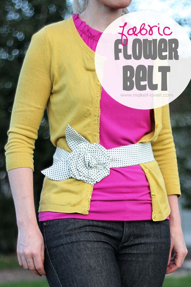 Cheap DIY Gift Ideas - Fabric Flower Belt - List of Handmade Gifts on A Budget and Inexpensive Christmas Presents - Do It Yourself Gift Idea for Family and Friends, Mom and Dad, For Guys and Women, Boyfriend, Girlfriend, BFF, Kids and Teens - Dollar Store and Dollar Tree Crafts, Home Decor, Room Accessories and Fun Things to Make At Home #diygifts #christmas #giftideas #diy