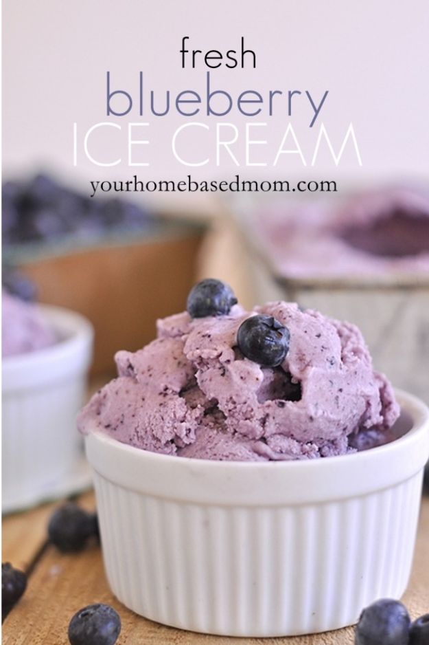 Homemade Ice Cream Recipes - Fresh Blueberry Ice Cream - How To Make Homemade Ice Cream At Home - Recipe Ideas for Making Vanilla, Chocolate, Strawberry, Caramel Ice Creams - Step by Step Tutorials for Easy Mixes and Dairy Free Options - Cuisinart and Ice Cream Machine, No Churn, Mix in A Bag and Mason Jar - Healthy and Keto Diet Friendly #recipes #icecream