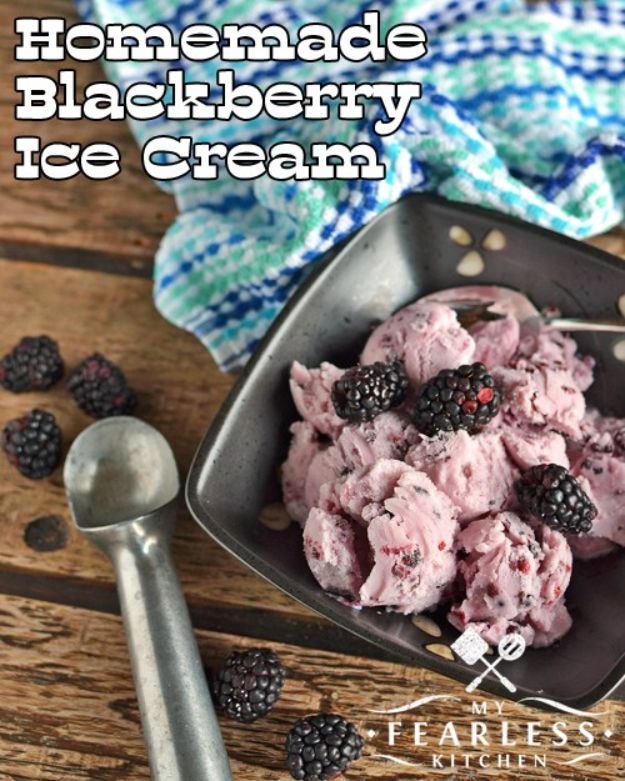 Homemade Ice Cream Recipes - Homemade Blackberry Ice Cream - How To Make Homemade Ice Cream At Home - Recipe Ideas for Making Vanilla, Chocolate, Strawberry, Caramel Ice Creams - Step by Step Tutorials for Easy Mixes and Dairy Free Options - Cuisinart and Ice Cream Machine, No Churn, Mix in A Bag and Mason Jar - Healthy and Keto Diet Friendly #recipes #icecream