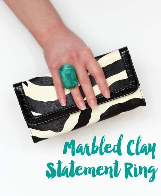 Cheap DIY Gift Ideas - Marbled Polymer Clay Statement Ring - List of Handmade Gifts on A Budget and Inexpensive Christmas Presents - Do It Yourself Gift Idea for Family and Friends, Mom and Dad, For Guys and Women, Boyfriend, Girlfriend, BFF, Kids and Teens - Dollar Store and Dollar Tree Crafts, Home Decor, Room Accessories and Fun Things to Make At Home #diygifts #christmas #giftideas #diy