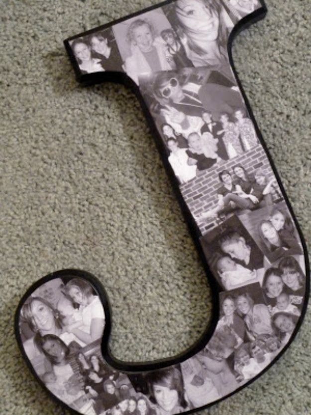 Cheap DIY Gift Ideas - Photo Monogram Letter - List of Handmade Gifts on A Budget and Inexpensive Christmas Presents - Do It Yourself Gift Idea for Family and Friends, Mom and Dad, For Guys and Women, Boyfriend, Girlfriend, BFF, Kids and Teens - Dollar Store and Dollar Tree Crafts, Home Decor, Room Accessories and Fun Things to Make At Home #diygifts #christmas #giftideas #diy