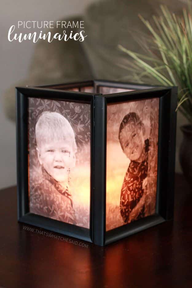 Dollar Tree Crafts - Picture Frame Luminaries - DIY Ideas and Crafts Projects From Dollar Tree Stores - Easy Organizing Project Tutorials and Home Decorations- Cheap Crafts to Make and Sell #dollarstore #dollartree #dollarstorecrafts #cheapcrafts #crafts #diy #diyideas