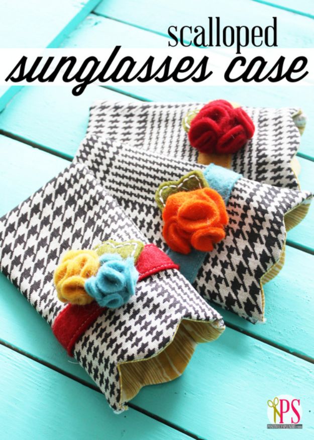 Cheap DIY Gift Ideas to Make and Give as Holiday Presents- Scalloped Sunglasses Case - Handmade DYI Christmas Gifts for Her, Mom, Wife or Girlfriend