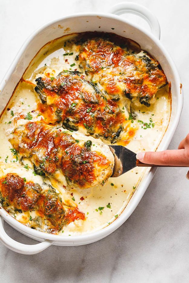 Chicken Breast Recipes - Spinach Chicken Casserole Recipe- Italian Recipes for Main Course - Easy Dinner Ideas