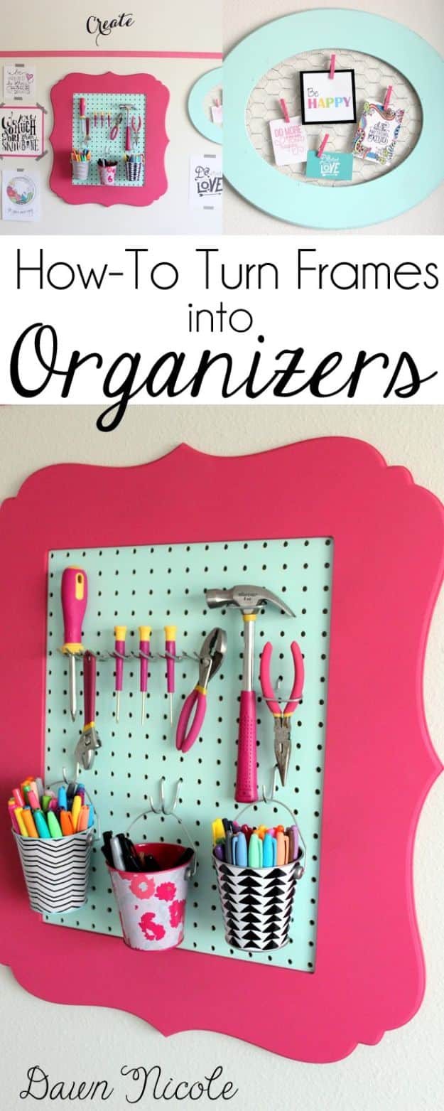 Organizing Ideas for Your Life - Turn Frames Into Organizers - Easy Crafts and Cool Ideas for Getting Organized - Best Ways to Get Organized - Things to Make for Being More Efficient and Productive - DIY Storage, Shelving, Calendars, Planning #organizing