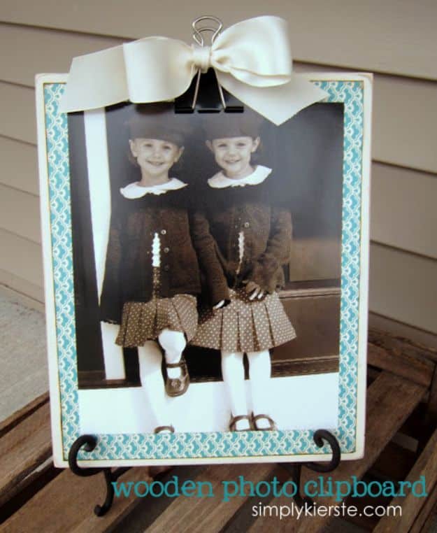 Cheap DIY Gift Ideas - Wood Photo Clipboard - List of Handmade Gifts on A Budget and Inexpensive Christmas Presents - Do It Yourself Gift Idea for Family and Friends, Mom and Dad, For Guys and Women, Boyfriend, Girlfriend, BFF, Kids and Teens - Dollar Store and Dollar Tree Crafts, Home Decor, Room Accessories and Fun Things to Make At Home #diygifts #christmas #giftideas #diy