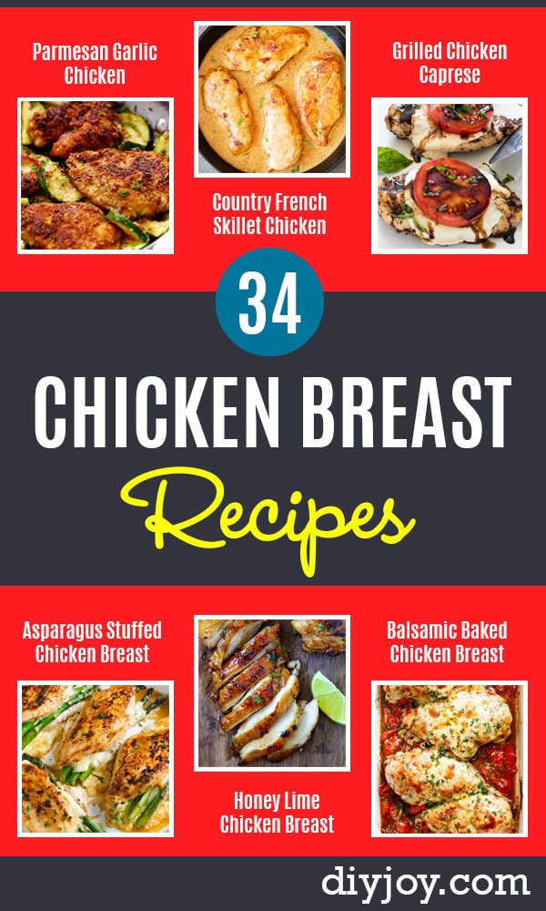 Chicken Breast Recipes - Healthy, Easy Chicken Recipes for Dinner, Lunch, Parties and Quick Weeknight Meals - Boneless Chicken Breast Casserole Recipes, Oven Baked Ideas, Crockpot Chicken Breasts, Marinades for Grilled Foods, Salads, Shredded Chicken Tacos, Creamy Pasta, Keto and Low Carb, Mexican, Asian and Italian Food #chicken #recipes #healthy