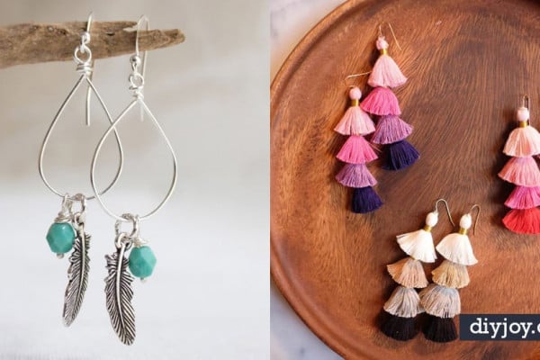 DIY Earrings - Easy Earring Projects for Studs, Dangle, Hoops, Tassel, Wire Wrap Beads and Handmade Cuff - Vintage, Boho, Beaded, Leather, Fabric andCrochet Ideas - Cheap Gifts for Her - Homemade Jewelry Tutorials With Step By Step Instructions #diy #jewelry
