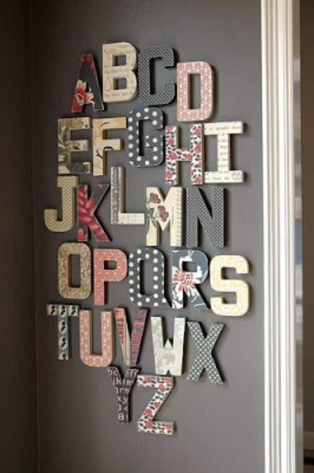 DIY Nursery Decor - Alphabet Wall - Easy Projects to Make for Baby Room - Decorations for Boy and Girl Rooms, Unisex, Minimalist and Modern Nurseries and Rustic, Farmhouse Style - All White, Pink, Blue, Yellow and Green - Cribs, Bedding, Wall Art and Hangings, Rocking Chairs, Pillows, Changing Tables, Storage and Bassinet for Baby #diybaby #babygifts #nurserydecor