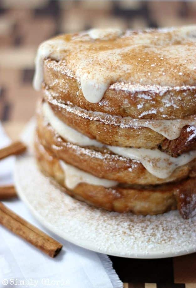 French Toast Recipes - Cinnamon French Toast with Cream Cheese Glaze - Best Brunch Bites and Breakfast Ideas for French Toast - Stuffed, Baked and Creme Brulee Toasts With Fruit - Healthy Sugar Free, Gluten Free and Keto Versions - Casserole Ideas for Parties and Feeding A Crowd, Sticks and Overnight Prep - How To Make French Toast Perfectly, Classic Powdered Sugar French Toast Recipe #breakfast #frenchtoast