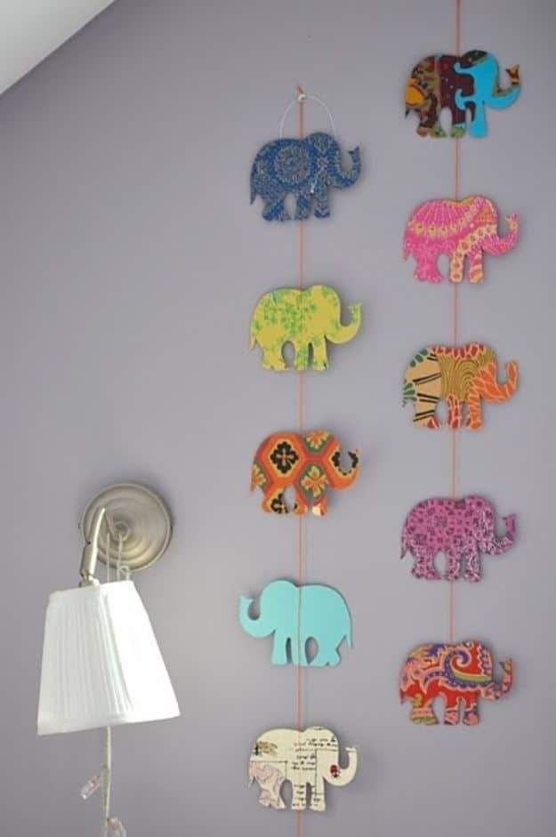 DIY Nursery Decor - DIY Elephant Garland - Easy Projects to Make for Baby Room - Decorations for Boy and Girl Rooms, Unisex, Minimalist and Modern Nurseries and Rustic, Farmhouse Style - All White, Pink, Blue, Yellow and Green - Cribs, Bedding, Wall Art and Hangings, Rocking Chairs, Pillows, Changing Tables, Storage and Bassinet for Baby #diybaby #babygifts #nurserydecor