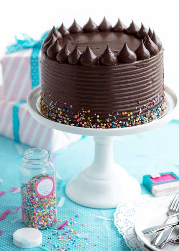 DIY Birthday Cakes - Dark & Dreamy Chocolate Fudge Layer Cake - How To Make A Birthday Cake With Step by Step Tutorial - Bake Homemade Cakes for Special Occasions and Birthdays With These Best Birthday Cake Recipes - Fancy Chocolate, Basic Vanilla Buttercream easy cakes recipes birthdays