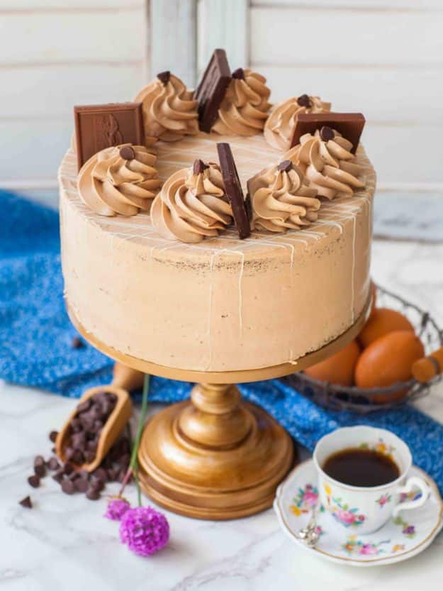 DIY Birthday Cakes - French Buttercream + Chocolate Coffee Cake - How To Make A Birthday Cake With Step by Step Tutorial - Bake Homemade Cakes for Special Occasions and Birthdays With These Best Birthday Cake Recipes - Fancy Chocolate, Basic Vanilla Buttercream easy cakes recipes birthdays