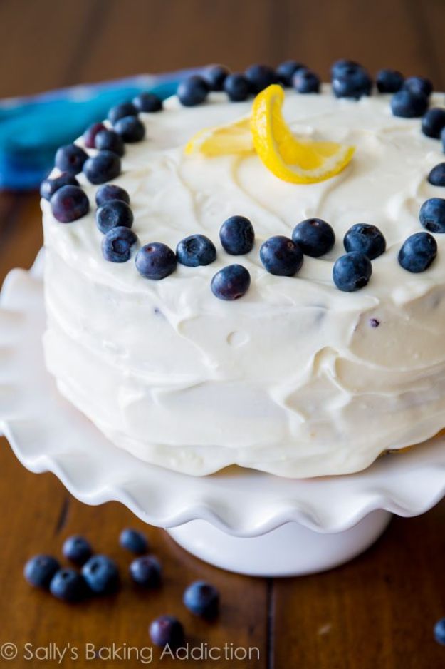 DIY Birthday Cakes - Lemon Blueberry Layer Cake - How To Make A Birthday Cake With Step by Step Tutorial - Bake Homemade Cakes for Special Occasions and Birthdays With These Best Birthday Cake Recipes - Fancy Chocolate, Basic Vanilla Buttercream easy cakes recipes birthdays