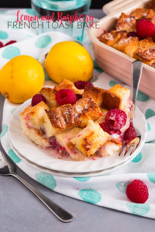 French Toast Recipes - Lemon and Raspberry French Toast Bake - Best Brunch Bites and Breakfast Ideas for French Toast - Stuffed, Baked and Creme Brulee Toasts With Fruit - Healthy Sugar Free, Gluten Free and Keto Versions - Casserole Ideas for Parties and Feeding A Crowd, Sticks and Overnight Prep - How To Make French Toast Perfectly, Classic Powdered Sugar French Toast Recipe #breakfast #frenchtoast