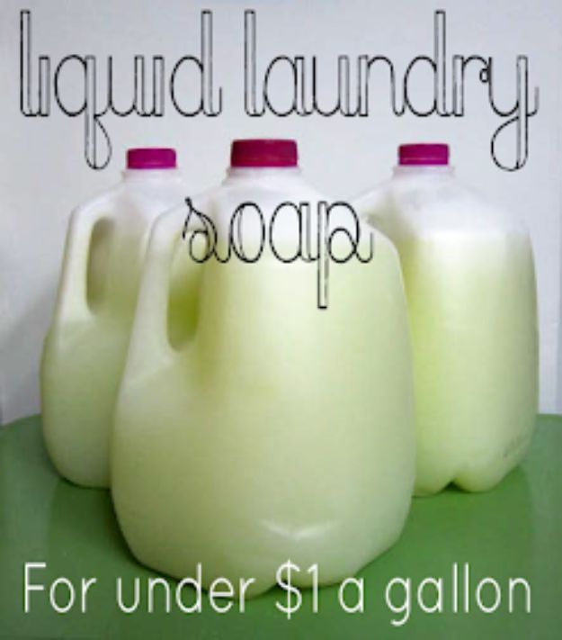 Laundry Detergent Recipes - Liquid Laundry Soap For Under $1 A Gallon - DIY Detergents and Cleaning Recipe Tutorials for Homemade Inexpensive Cleaners You Can Make At Home #recipes #laundry