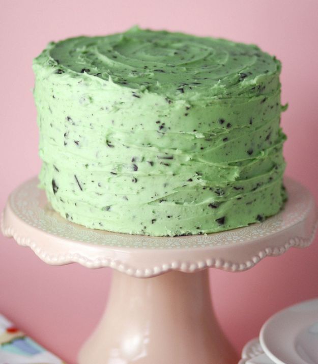 DIY Birthday Cakes - Mint Chocolate Chip Cake - How To Make A Birthday Cake With Step by Step Tutorial - Bake Homemade Cakes for Special Occasions and Birthdays With These Best Birthday Cake Recipes - Fancy Chocolate, Basic Vanilla Buttercream easy cakes recipes birthdays