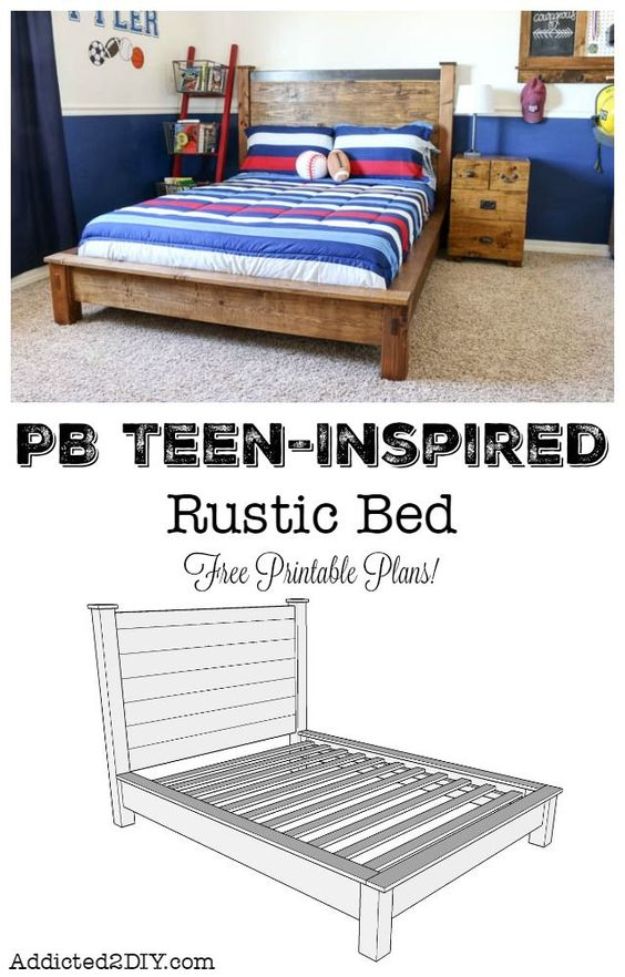 DIY Bed Frames - PB Teen-Inspired Double Bed - How To Make a Headboard - Do It Yourself Projects for Platform Beds, Twin, King, Queen and Full Bed - Kids Rooms, Drawers and Storage Units, Bookshelf step by step tutorial free plans