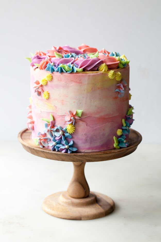 DIY Birthday Cakes - Pastel Buttercream Sprinkle Birthday Cake - How To Make A Birthday Cake With Step by Step Tutorial - Bake Homemade Cakes for Special Occasions and Birthdays With These Best Birthday Cake Recipes - Fancy Chocolate, Basic Vanilla Buttercream easy cakes recipes birthdays