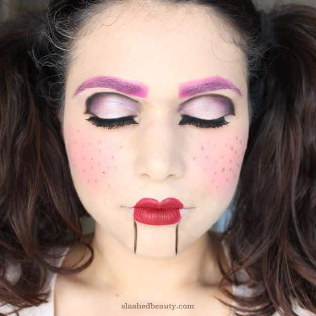 Best Halloween Makeup Tutorials - Ventriloquist Doll Halloween Makeup - Easy Makeup Tips and Tutorial Ideas for The Best Halloween Costume - Animals, Eyes, Creative Faces, Simple and Scary Ghosts, Skeletons and Creatures - Zombie Makeup, Cute Looks, DIY Vampire, Gypsy, Mermaid and Creepy Sugar Skull, Cool Glam Looks for A Halloween Party and Instagram Photos - Ideas for Couples and Kids 