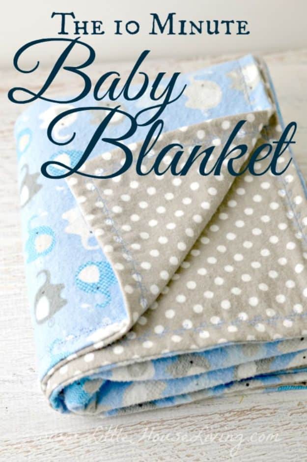 DIY Baby Blankets - 10 Minute Simple Baby Receiving Blanket - Easy No Sew Ideas for Minky Blankets, Quilt Tutorials, Crochet Projects, Blanket Projects for Boy and Girl - How To Make a Blanket By Hand With Fleece, Flannel, Knit and Fabric Scraps - Personalized and Monogrammed Ideas - Cute Cheap Gifts for Babies  #babygifts