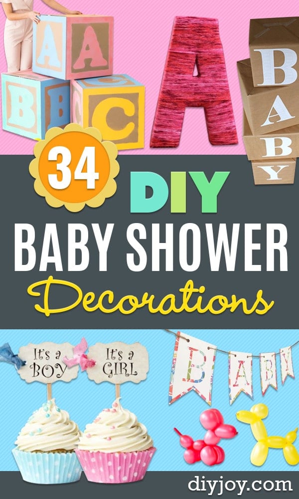 DIY Baby Shower Decorations - Cute and Easy Ways to Decorate for A Baby Shower Ideas in Pink and Blue for Boys and Girls- Games and Party Decor - Banners, Cake, Invitations and Favors 