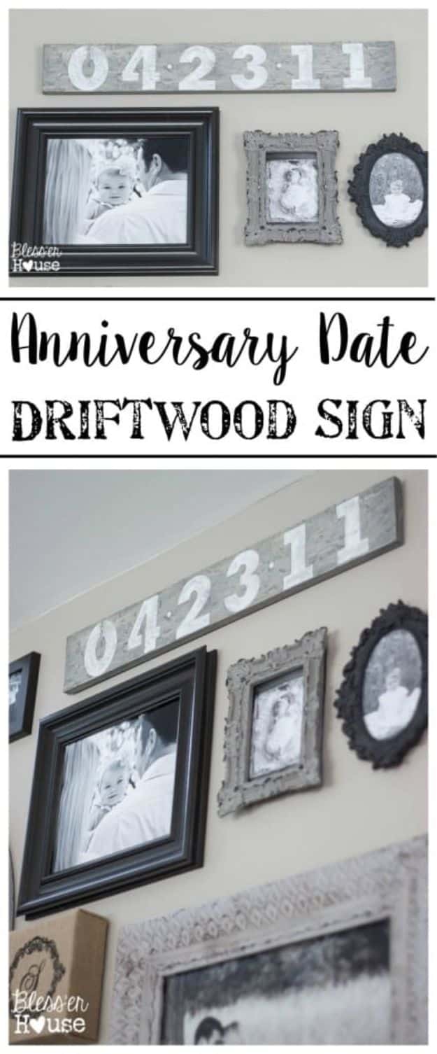 DIY anniversary Gifts - Anniversary Date Driftwood Sign - Homemade, Handmade Gift Ideas for Wedding Anniversaries - Cool, Easy and inexpensive Gifts To Make for Husband or Wife #anniverary #diy #gifts