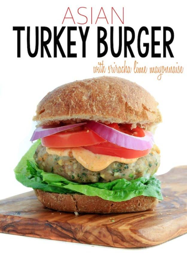 Ground Turkey Recipes - Asian Turkey Burger - Healthy and Easy Turkey Recipe Ideas for Dinner, Lunch, Snack - Quick Crockpot and Instant Pot, Casserole, Meatballs, Pasta and Burgers - Keto Friendly and Low Carb, Paleo, Gluten Free #turkeyrecipes