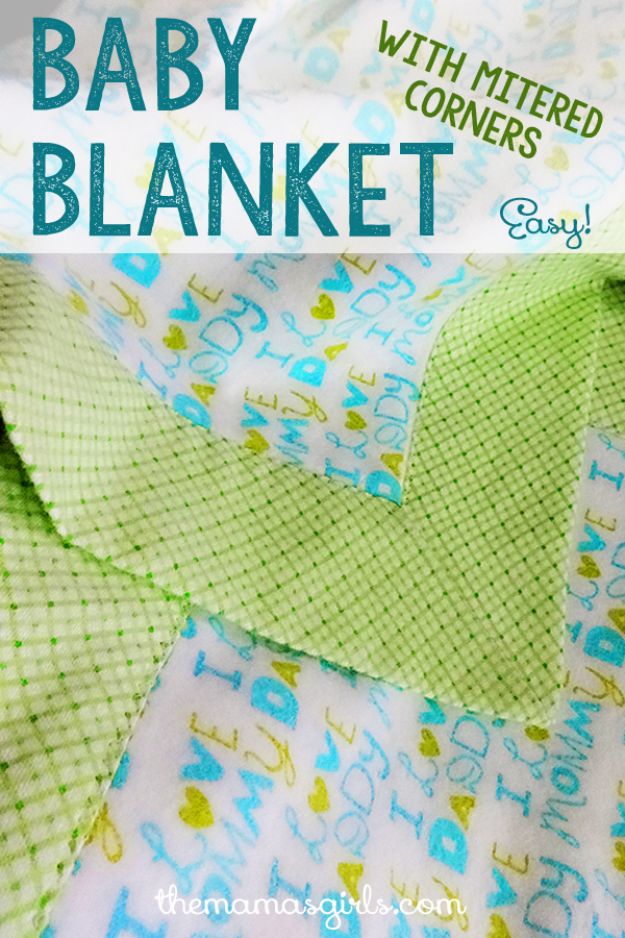 DIY Baby Blankets - Baby Blanket with Mitered Corners - Easy No Sew Ideas for Minky Blankets, Quilt Tutorials, Crochet Projects, Blanket Projects for Boy and Girl - How To Make a Blanket By Hand With Fleece, Flannel, Knit and Fabric Scraps - Personalized and Monogrammed Ideas - Cute Cheap Gifts for Babies  #babygifts