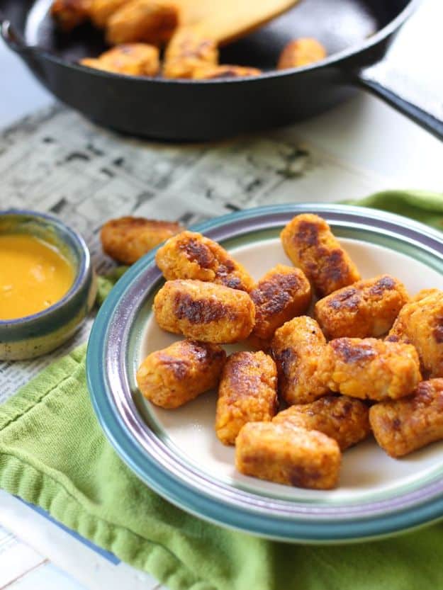 Butternut Squash Recipes - Butternut Tots With Spicy Maple Mustard - Healthy and Hearty Butter Nut Recipe Ideas for Soup, Roasted, Baked, Instant Pot, Crockpot, Mashed- Pasta, Salad, Dessert and Easy Side Dishes - Paleo,and Gluten Free Versions, Thanksgiving Favorites #recipes #veggies #healthy