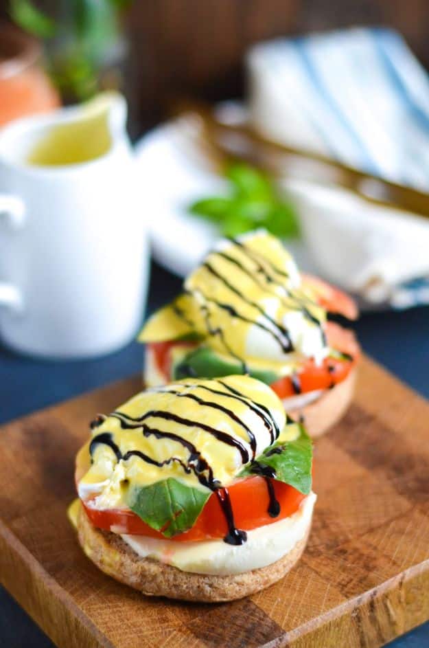 Eggs Benedict Recipes - Caprese Eggs Benedict - Best Benedicts and Recipe Ideas for Breakfast, Brunch and Lunch - Easy and Quick Eggs Benedict, Classic, Salmon, Vegetarian and Healthy Variations - How to Make Hollandaise Sauce - Pioneer Woman Favorites - Eggs Benedict Casserole for A Crowd  