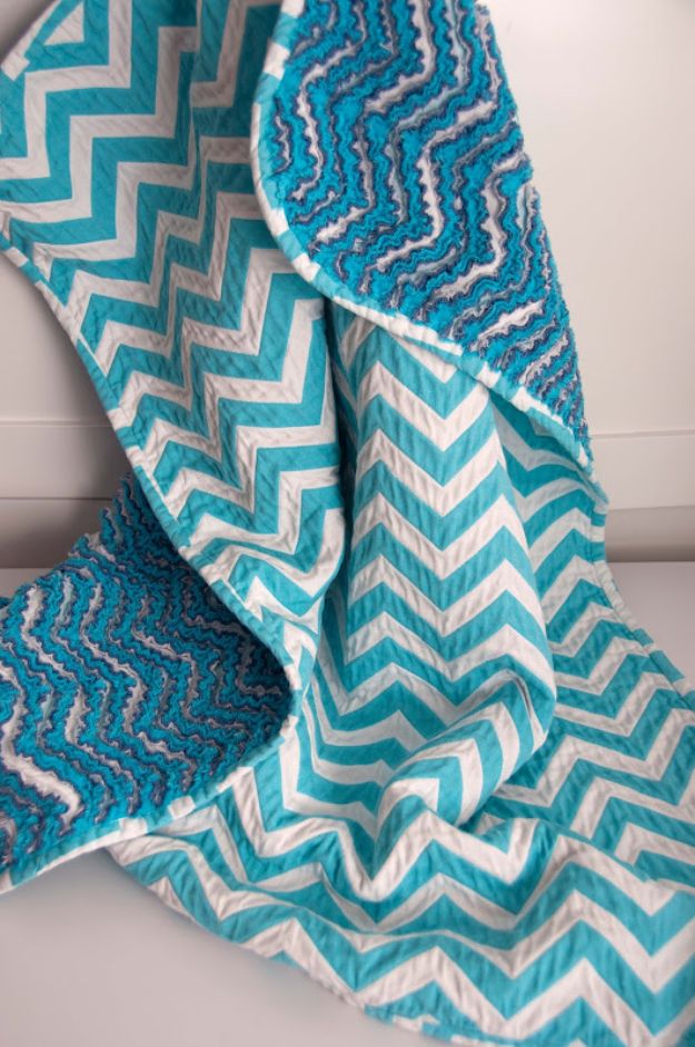 DIY Baby Blankets - Chevron Chenille Baby Blanket - Easy No Sew Ideas for Minky Blankets, Quilt Tutorials, Crochet Projects, Blanket Projects for Boy and Girl - How To Make a Blanket By Hand With Fleece, Flannel, Knit and Fabric Scraps - Personalized and Monogrammed Ideas - Cute Cheap Gifts for Babies  #babygifts