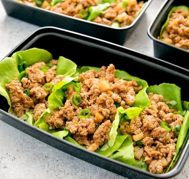 Meal Prep Ideas - Chicken Lettuce Wraps Meal Prep - Recipes and Planning Tips for Making a Week of Meals - Easy, Healthy Recipe Ideas to Make Ahead - Weeknight Dinners Lunches  #mealprep #dinnerideas