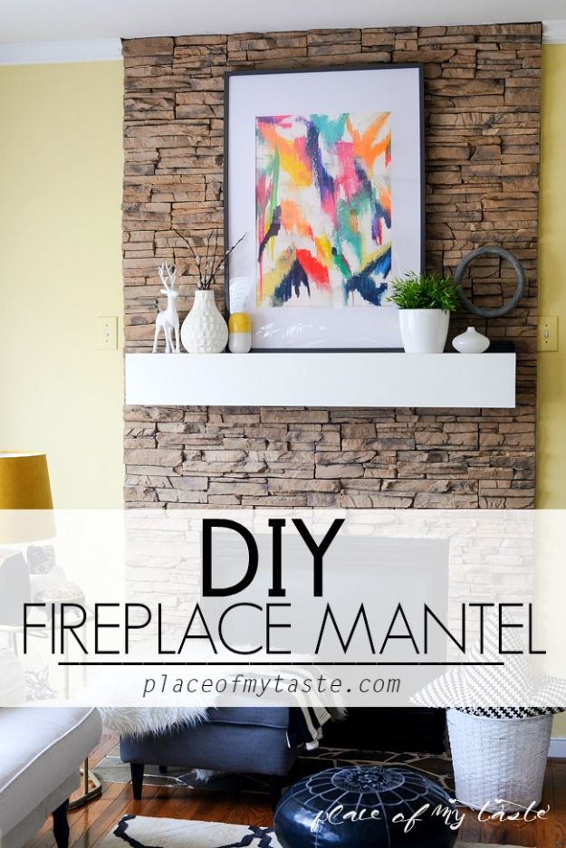 Cheap DIY Living Room Decor Ideas - DIY Fireplace Mantel - Cool Modern, Rustic Creative Farmhouse Home Decor On A Budget - Do It Yourself Coffee Tables, Wall Art, Rugs, Pillows and Chairs. Step by Step Tutorials and Instructions #diydecor #livingroom #decorideas