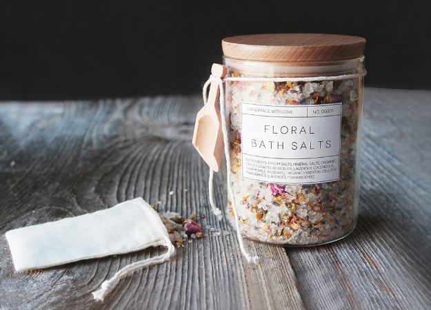 Cheap DIY Gift Ideas - DIY Floral Bath Salts - List of Handmade Gifts on A Budget and Inexpensive Christmas Presents - Do It Yourself Gift Idea for Family and Friends, Mom and Dad, For Guys and Women, Boyfriend, Girlfriend, BFF, Kids and Teens - Dollar Store and Dollar Tree Crafts, Home Decor, Room Accessories and Fun Things to Make At Home #diygifts #christmas #giftideas #diy