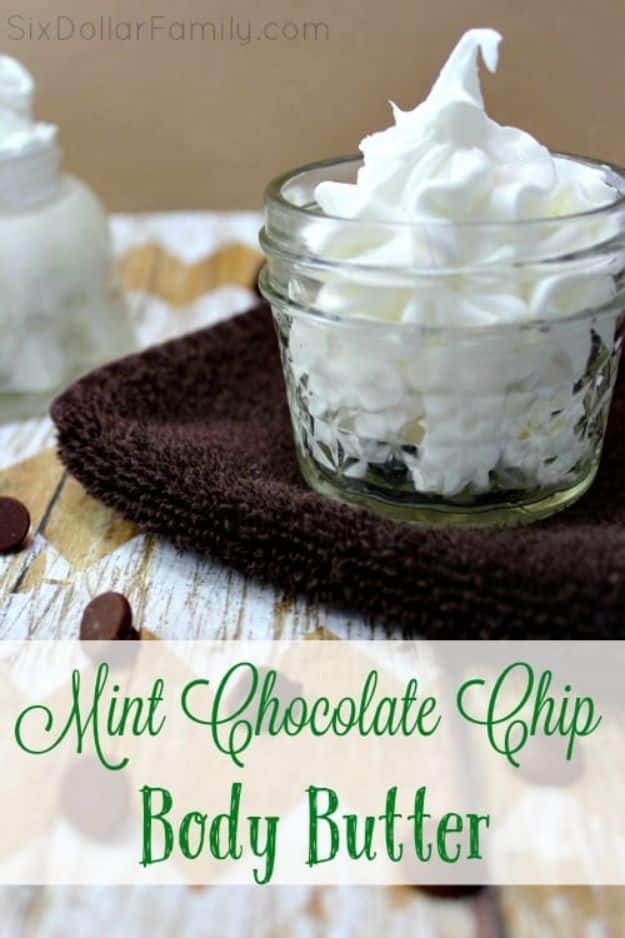 DIY Lotion Recipes - DIY Mint Chocolate Chip Body Butter - How To Make Homemade Lotion - Natural Body and Skincare Recipe Ideas - Use Essential Oils, Coconut and Avocado and Shea Butter, Goats Milk, Lavender, Peppermint 