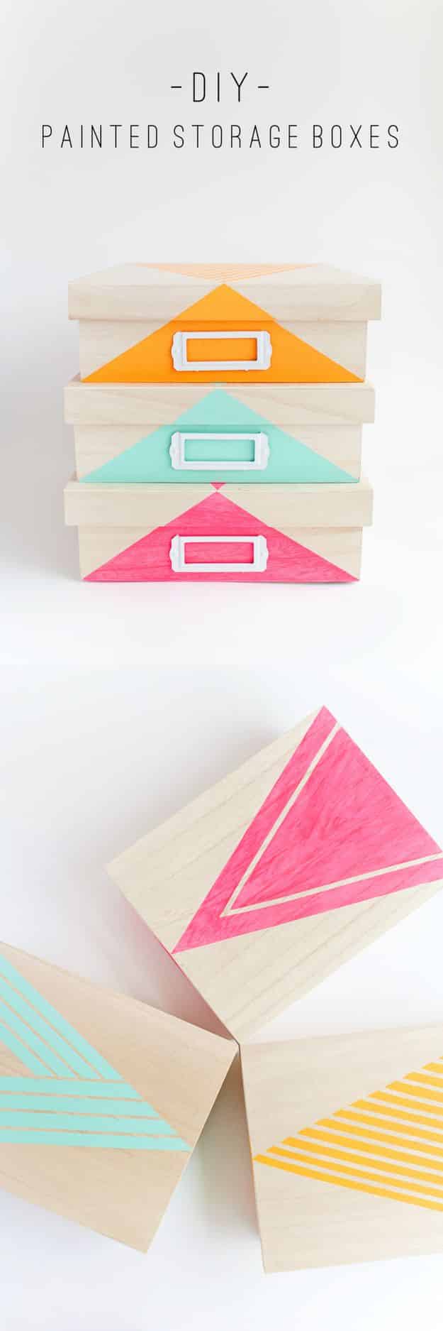 Cheap Last Minute Gifts DIY - DIY Painted Storage Boxes - Inexpensive DIY Gift Ideas To Make On A Budget - Homemade Christmas and Birthday Presents to Make For Mom, Dad, Daughter & Son, Kids, Friends and Family - Cool and Creative Crafts, Home Decor and Accessories, Fun Gadgets and Phone Stuff - Quick Gifts From Dollar Tree Items #diygifts #cheapgifts #christmasgifts