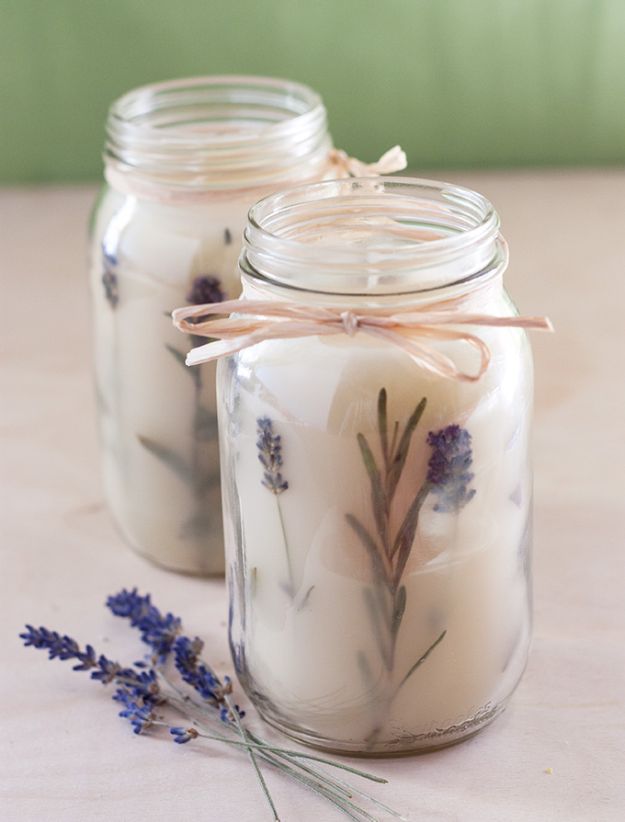 Cheap Last Minute Gifts DIY - DIY Pressed Herb Candles - Inexpensive DIY Gift Ideas To Make On A Budget - Homemade Christmas and Birthday Presents to Make For Mom, Dad, Daughter & Son, Kids, Friends and Family - Cool and Creative Crafts, Home Decor and Accessories, Fun Gadgets and Phone Stuff - Quick Gifts From Dollar Tree Items #diygifts #cheapgifts #christmasgifts