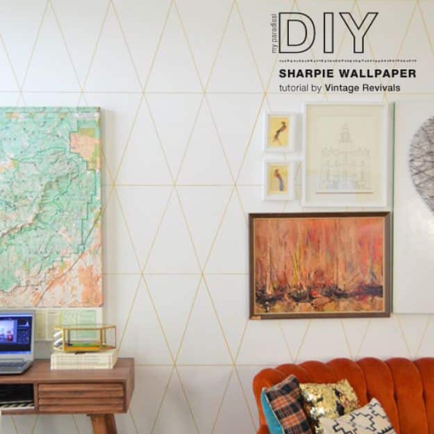 Wallpaper Tips and Tricks - DIY Sharpie Wallpaper - Easy DIY Wallpapering Tutorials - How to Hang Wall Paper for Beginners - Step by Step Instructions and Cool Hacks for Hanging Wall Papers  #diy