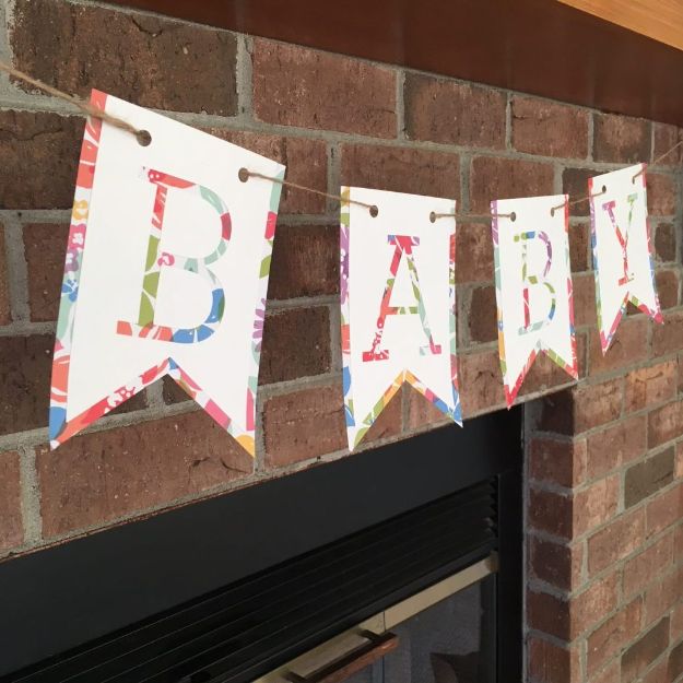 DIY Baby Shower Decorations - DIY Simple Baby Banner - Cute and Easy Ways to Decorate for A Baby Shower Ideas in Pink and Blue for Boys and Girls- Games and Party Decor - Banners, Cake, Invitations and Favors #babygifts #babyshower #diybabygifts