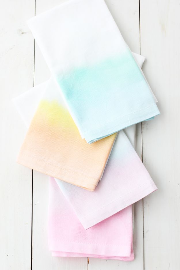 Cheap Last Minute Gifts DIY - DIY Watercolor Cloth Napkins - Inexpensive DIY Gift Ideas To Make On A Budget - Homemade Christmas and Birthday Presents to Make For Mom, Dad, Daughter & Son, Kids, Friends and Family - Cool and Creative Crafts, Home Decor and Accessories, Fun Gadgets and Phone Stuff - Quick Gifts From Dollar Tree Items #diygifts #cheapgifts #christmasgifts