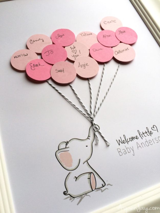 DIY Baby Shower Decorations - Elephant Baby Shower Guest Book Printable - Cute and Easy Ways to Decorate for A Baby Shower Ideas in Pink and Blue for Boys and Girls- Games and Party Decor - Banners, Cake, Invitations and Favors #babygifts #babyshower #diybabygifts