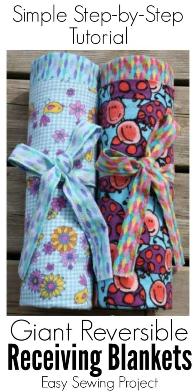 DIY Baby Blankets - Extra-Large, Reversible, Flannel Receiving Blankets for Baby - Easy No Sew Ideas for Minky Blankets, Quilt Tutorials, Crochet Projects, Blanket Projects for Boy and Girl - How To Make a Blanket By Hand With Fleece, Flannel, Knit and Fabric Scraps - Personalized and Monogrammed Ideas - Cute Cheap Gifts for Babies  #babygifts