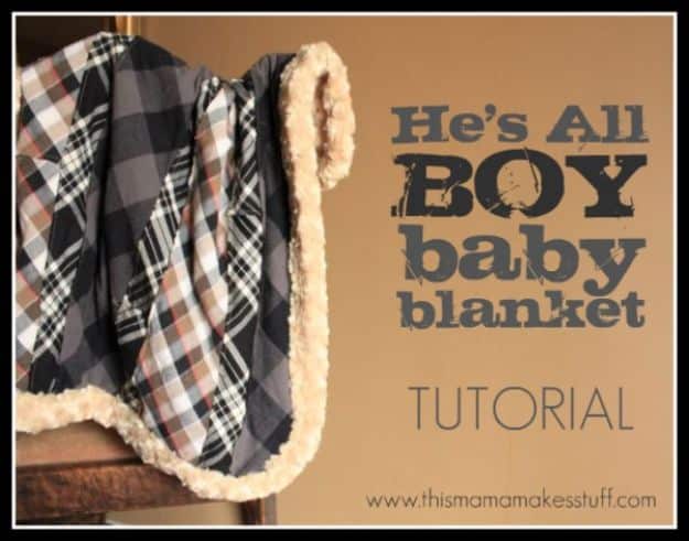 DIY Baby Blankets - He’s All Boy Baby Blanket - Easy No Sew Ideas for Minky Blankets, Quilt Tutorials, Crochet Projects, Blanket Projects for Boy and Girl - How To Make a Blanket By Hand With Fleece, Flannel, Knit and Fabric Scraps - Personalized and Monogrammed Ideas - Cute Cheap Gifts for Babies  #babygifts