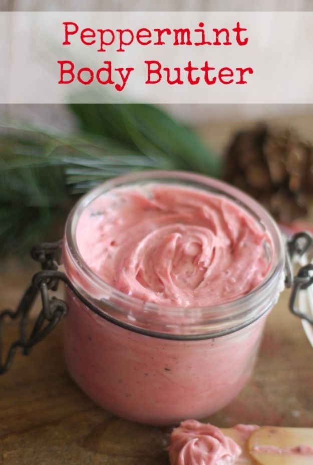 DIY Lotion Recipes - Homemade Peppermint Body Butter - How To Make Homemade Lotion - Natural Body and Skincare Recipe Ideas - Use Essential Oils, Coconut and Avocado and Shea Butter, Goats Milk, Lavender, Peppermint 