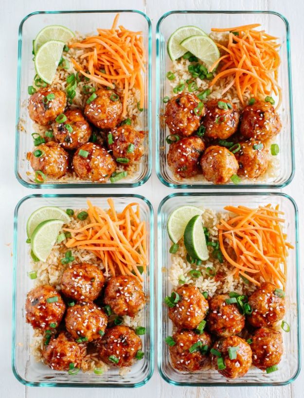 Meal Prep Ideas With Ground Beef - Honey Sriracha Glazed Meatballs - Easy Meal Prep Recipes for the Freezer - Weekly Meal Planning Recipes