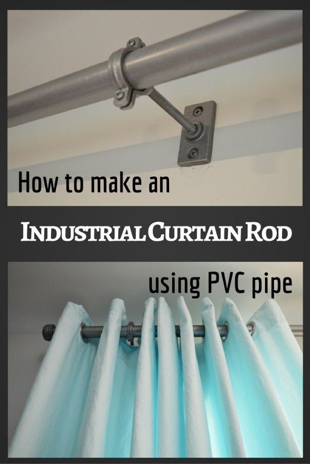 Cheap DIY Living Room Decor Ideas - Industrial Curtain Rod Using PVC Pipe - Cool Modern, Rustic Creative Farmhouse Home Decor On A Budget - Do It Yourself Coffee Tables, Wall Art, Rugs, Pillows and Chairs. Step by Step Tutorials and Instructions #diydecor #livingroom #decorideas