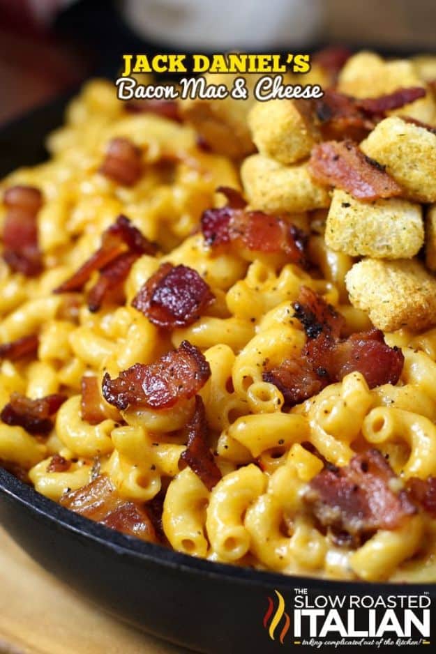 Macaroni and Cheese Recipes - Jack Daniel's Bacon Mac and Cheese - Best Mac and Cheese Recipe - Baked, Crockpot, Stovetop and Easy, Quick Variations - Homemade, Creamy Sauce - Pioneer Woman Favorites - Velveets Cheddar and 3 Cheese Bacon, Breadcrumbs  