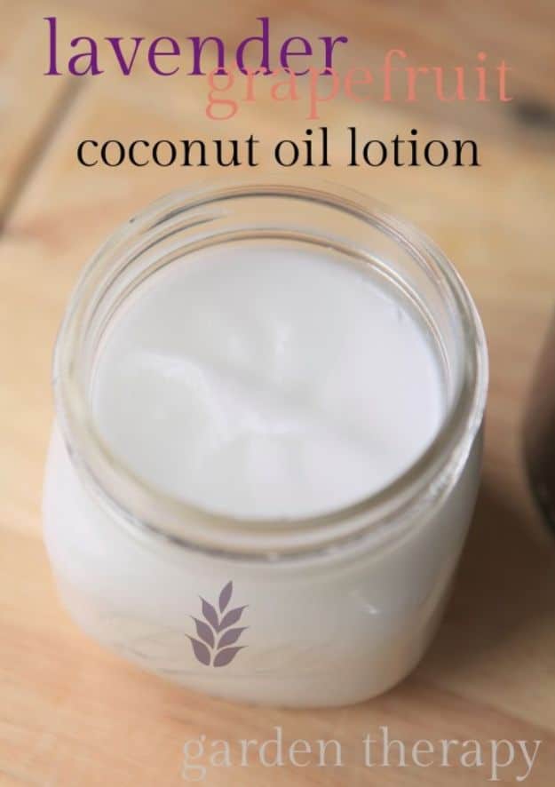 DIY Lotion Recipes - Lavender Grapefruit Whipped Coconut Oil Lotion - How To Make Homemade Lotion - Natural Body and Skincare Recipe Ideas - Use Essential Oils, Coconut and Avocado and Shea Butter, Goats Milk, Lavender, Peppermint 